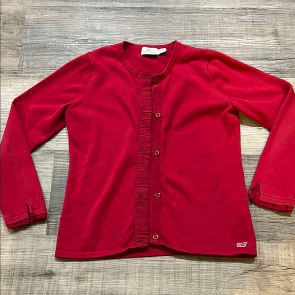 Vineyard Vines Red lightweight cardigan girls size 7-8 - Picture 2 of 8